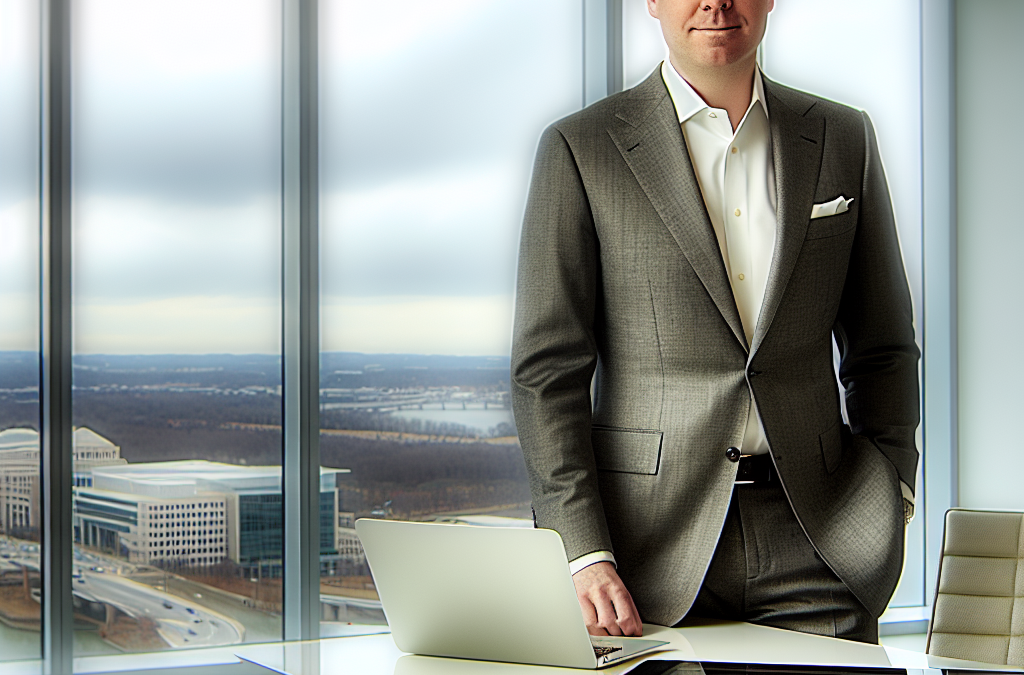 Business leader in a modern office setting representing AI, education, and scholarship support in Northern Virginia